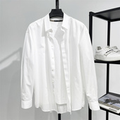 纯白色衬衫 DOLCA 免烫抗皱白衬衣 宽松版 休闲长袖 HOMME J简风格