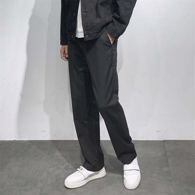 高端系26年春夏季莫代尔混纺宽松直筒抗皱弹力休闲裤 纯黑色长裤