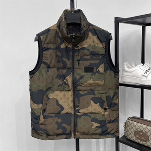 保暖白鸭绒老花背心外套男 迷彩色立领羽绒马甲 BI入 高端硬货冬季