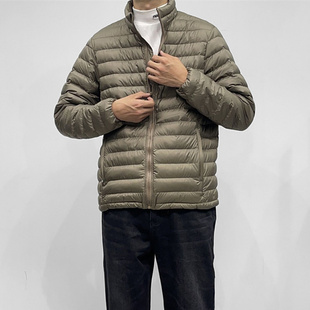 轻薄款!鸟系列冬季合身立领羽绒服外套男士纯色白鸭绒保暖面包服