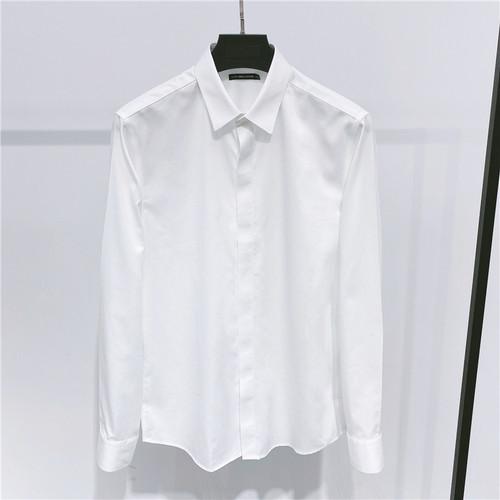 原创春季长袖纯棉免烫纯白衬衫