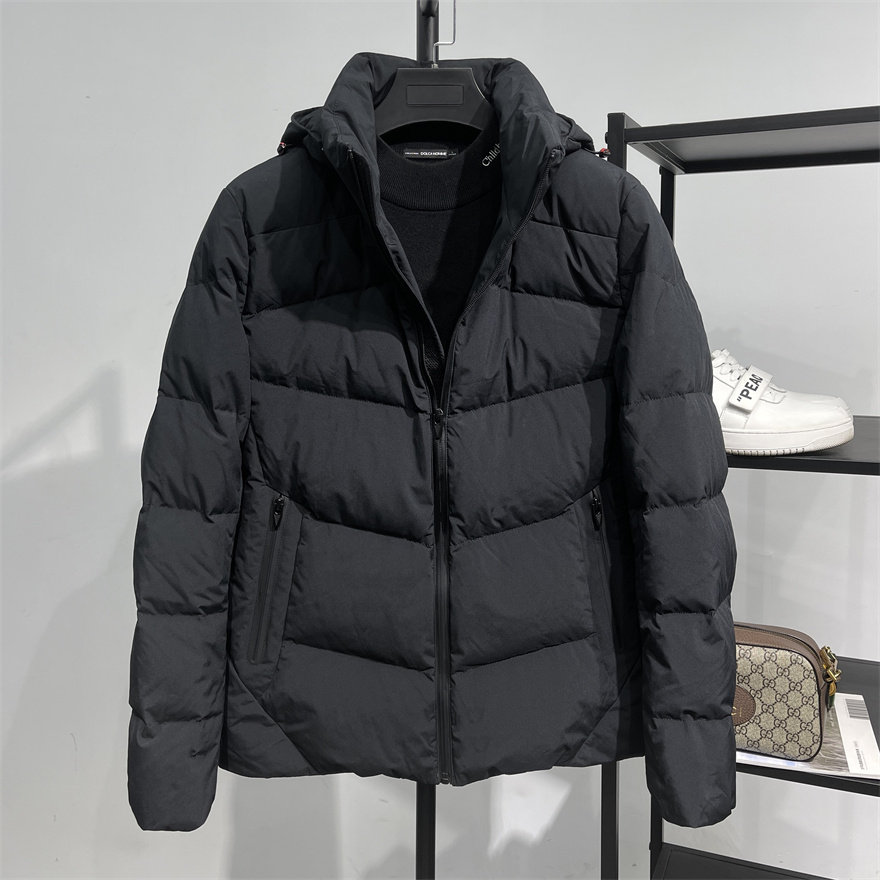 高端系冬季短款纯色保暖羽绒服男士可脱卸连帽90白鸭绒夹克外套