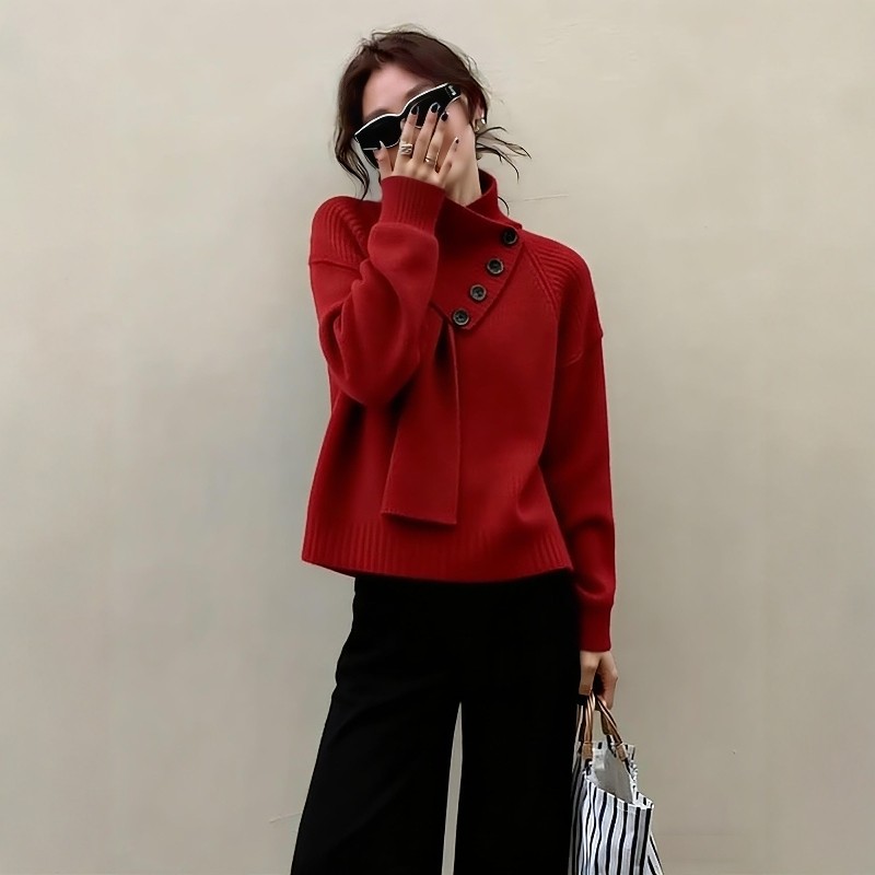 巨好看的冬装一整套本命年穿搭宽松慵懒风加厚红色围巾领毛衣套装,女装/女士精品,时尚套装,淘宝优惠券,粉丝福利购,淘宝优惠卷