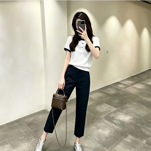时尚高级感小香风减龄短袖上衣女