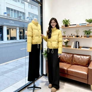 套装 超好看深冬装 一整套2025气质一整套黄色立领面包服外套阔腿裤