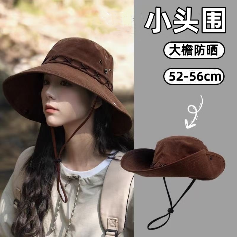 小头围帽子女款2025新款52cm夏季旅游防晒渔夫帽xs小号户外登山帽