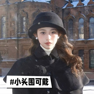 黑色复古留洋千金帽赫本风女款52cm小头围帽子xs小码时尚渔夫帽