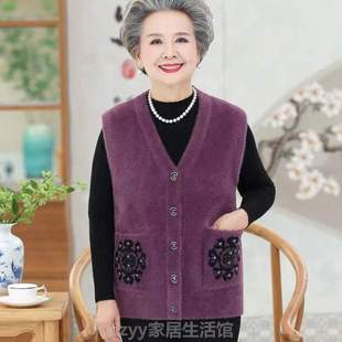 奶奶妈妈加厚背心老年外套%秋冬装 中老年衣服老人马甲女士马甲女