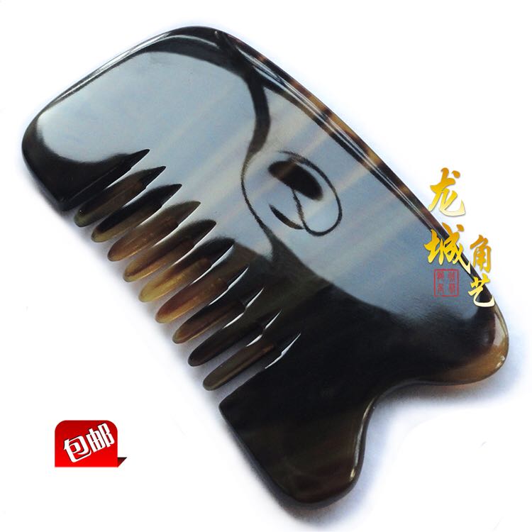 天然白水牛角刮痧板头部按摩梳生发防脱淋巴疏通经络颈部全身通用
