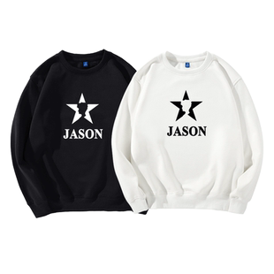 张杰jason同款圆领卫衣男女情侣装秋冬季宽松休闲圆领卫衣男士款