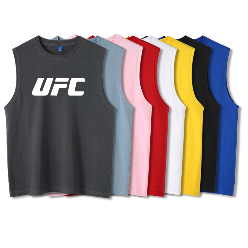 UFC格斗MMA混合格斗武术拳击运动背心T恤无袖短袖个性衣服坎肩男-封面