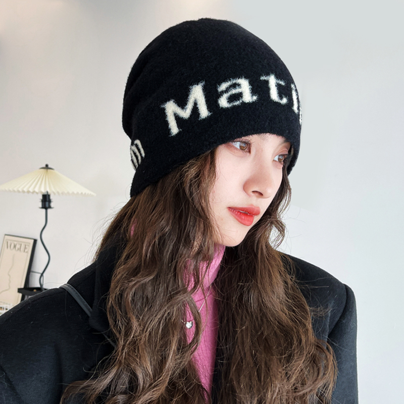 字母护耳针织毛线帽欧美
