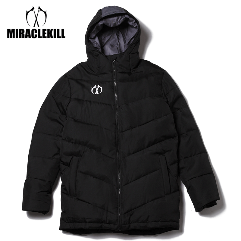 mk双刀miracle kill中长款连帽羽绒服外套冬装加厚大衣男装保暖