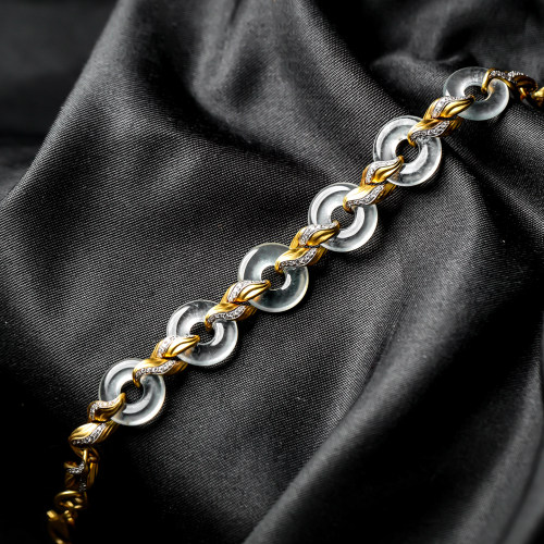 高冰种18K金镶嵌手链羊子珠宝