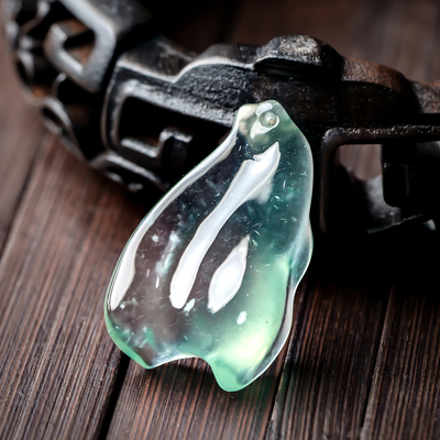 羊子珠宝 澄空游灵 老坑玻璃种晴水色随形翡翠鱼儿吊坠12.25