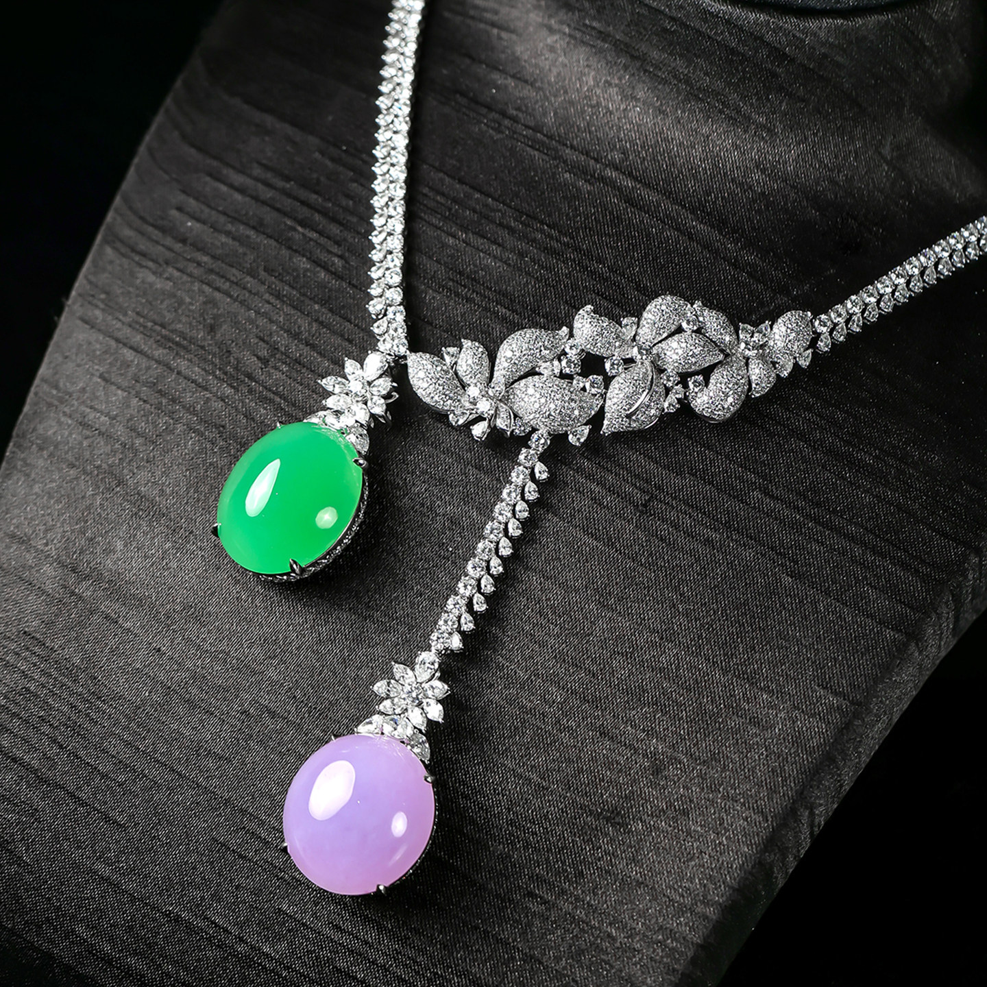 羊子珠宝 霓裳双辉 收藏级紫罗兰阳绿双主石翡翠晚装链1.14,珠宝/钻石/翡翠,颈饰,淘宝优惠券,粉丝福利购,淘宝优惠卷