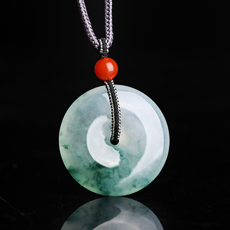 羊子珠宝 无垠的海无垠的天 老坑冰种水长细腻沉静蓝花平安扣