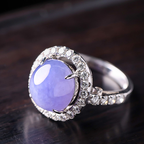 羊子珠宝  信春芳  老坑冰种紫罗兰18K金镶嵌翡翠戒指F