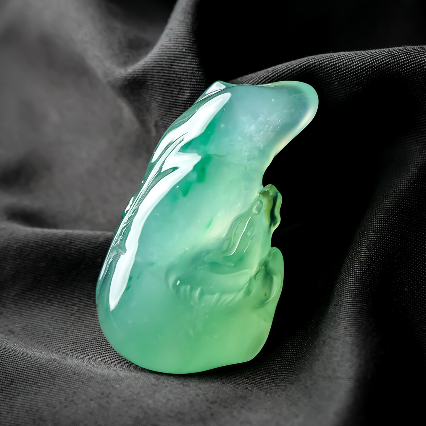 羊子珠宝 一叶菩提 老坑冰种满绿随形无相悟道禅意翡翠吊坠