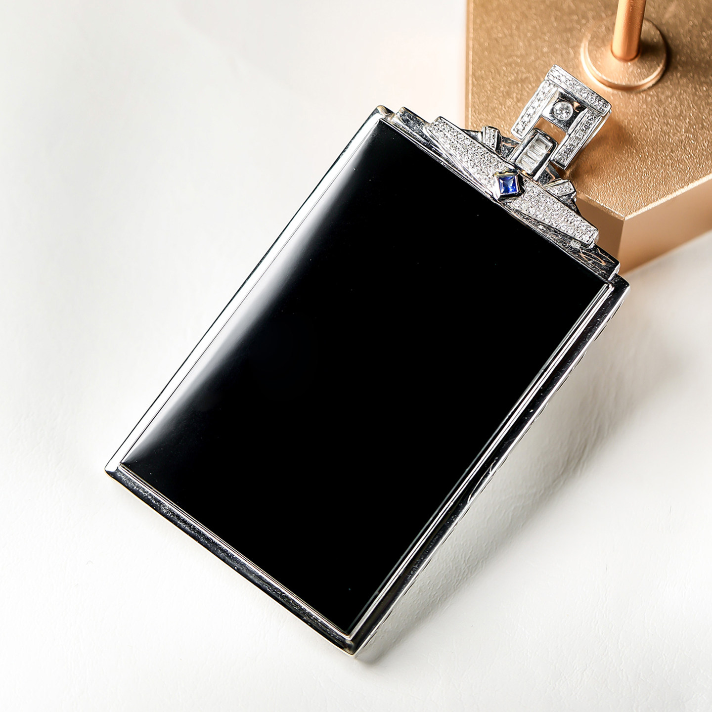 羊子珠宝 玄光内蕴 老坑冰种设计款墨翠翡翠平安无事牌吊坠12.14