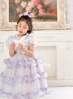 夏季女童新款JIN JIN CW专属紫色梦幻甜美洛丽塔高品质公主裙