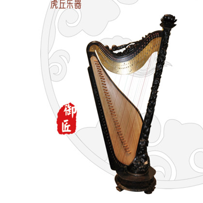 大叶紫檀雕荷花36弦七转调