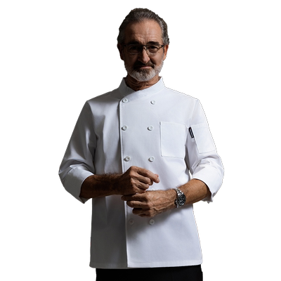 新款厨师服纯白色双排扣