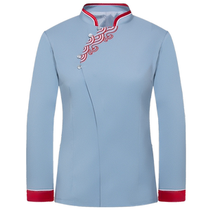 新中式餐饮酒店服务员工作服女饭店餐厅茶楼火锅店秋冬季长袖服装