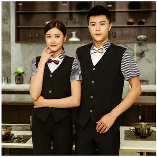 酒店服务员工作服夏季假两件马甲衬衣 餐饮KTV西餐厅酒吧台短袖女
