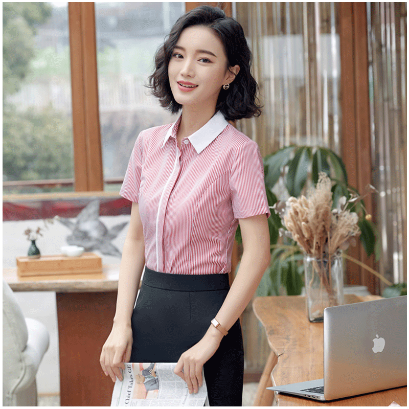 夏季酒店工作服短袖女餐厅服务员领班收银员衬衣职业前台经理制服