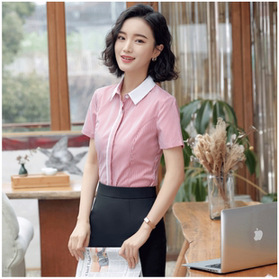 夏季酒店工作服短袖女餐厅服务员领班收银员衬衣职业前台经理制服