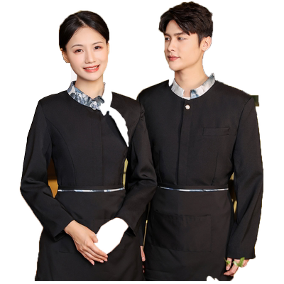 餐厅服务员工作服长袖秋冬装定制