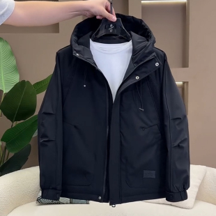 潮牌帅气防风保暖二棉夹克 高级感连帽冲锋衣外套新款 棉服男款 冬季