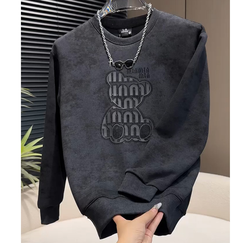 小熊烫钻男款ins卫衣休闲