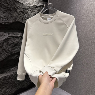 加绒卫衣男款加厚无帽圆领休闲打底衫冬季薄绒帅气上衣2025新款潮