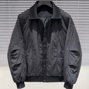 秋冬新款男士轻薄羽绒服休闲翻领外套男款老钱风帅气短款保暖夹克