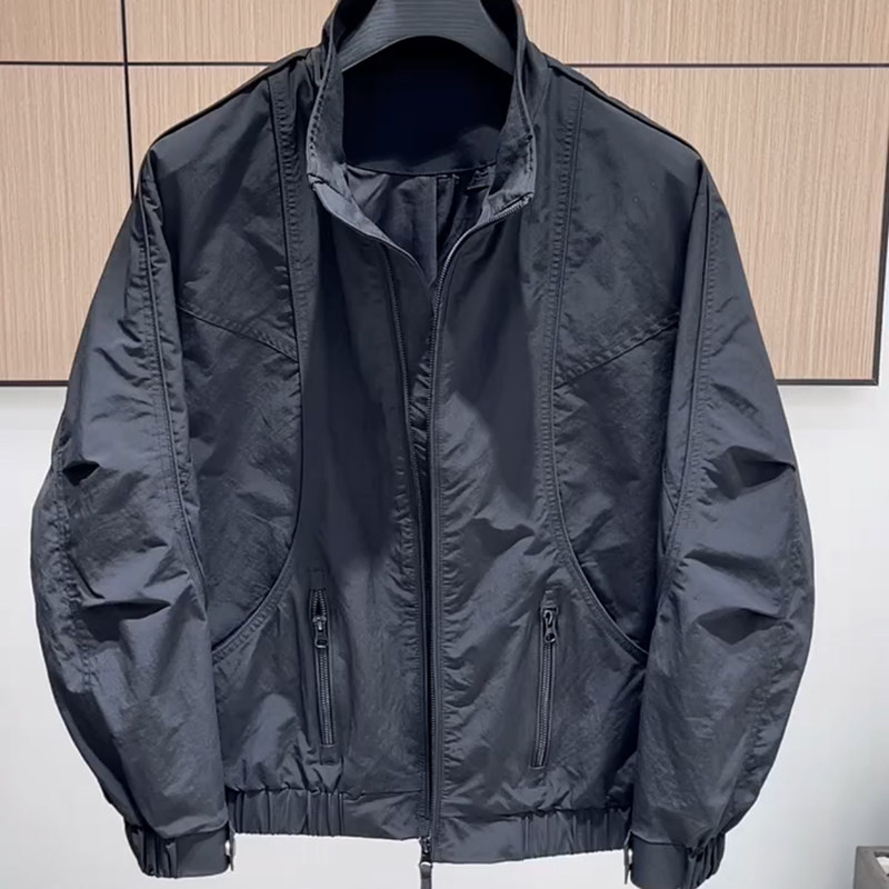 潮牌立领夹克男短款拉链宽松痞帅百搭帅气休闲黑色男外套2026春季