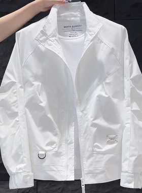 男士薄款夹克春夏季白色上衣工装时尚休闲都市气质外套男装高级感