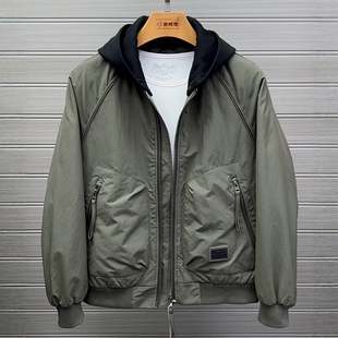 二棉夹克外套男款2026新款潮流帅气美式复古棒球棉服宽松可拆卸帽