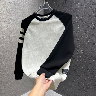 卫衣扎染设计感撞色条纹休闲痞帅男生卫衣外套潮 2025新款 美式 男装