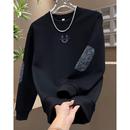 男款 穿搭刺绣加绒打底衫 加厚上衣青少年潮牌衣服 秋冬卫衣韩版 男式