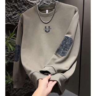 男士卫衣2025新款潮流高级感笑脸刺绣潮牌青年上衣秋冬打底衫宽松