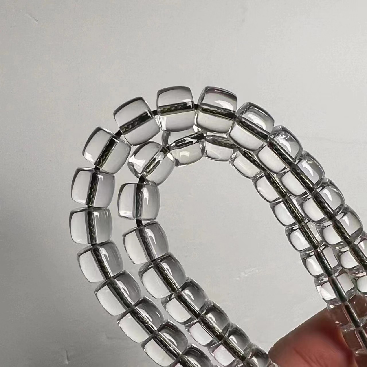 天然白水晶净体直切老型念珠