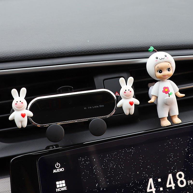 可爱汽车手机支架创意卡通车载支架卡扣式车内出风口导航支撑架