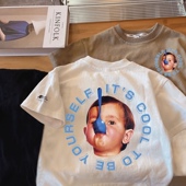 街头男童圆领上衣打底衫 中小童潮牌韩版 新款 宽松美式 短袖 T恤夏季