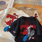 卡通男童蜘蛛侠短袖 T恤打底衫 2024韩版 ins夏季 新款 中小童宽松上衣