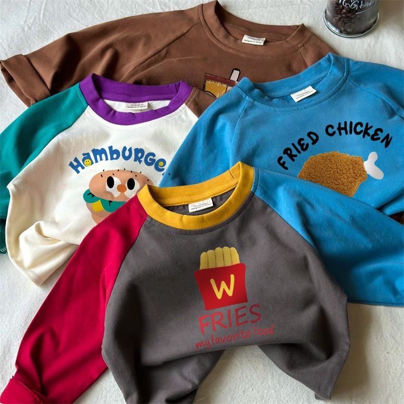 韩版童装儿童长袖T恤2023春秋新款中小童拼色男女宝宝薯条打底衫,童装/婴儿装/亲子装,T恤,淘宝优惠券,粉丝福利购,淘宝优惠卷