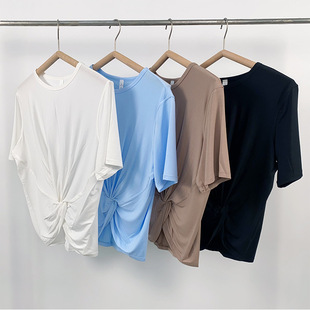 瑜伽服宽松遮肉轻薄瑜伽服罩衫女透气速干运动上衣短袖T恤健身服