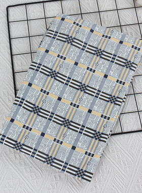 梦贝诗睡裤男春秋加厚双层针织纯棉宽松蓝色格子爸爸简约睡觉长裤