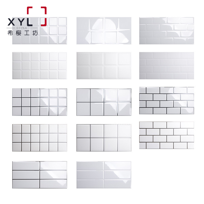 热销北欧小白砖面包砖300600工字格子瓷片厨房卫生间墙砖阳台瓷砖